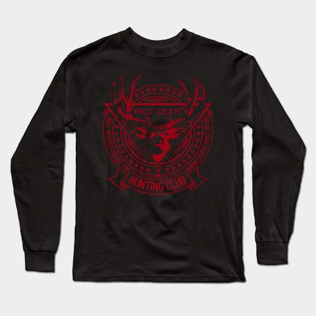 Red Deer Hunting Club Long Sleeve T-Shirt by SunGraphicsLab